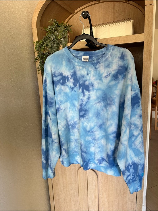 PINK Victoria's Secret Sweaters - PINK S Blue Tie-Dye Crewneck Sweatshirt
